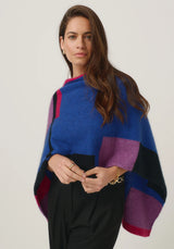 Empress Poncho in Dusty Blue/Lupin Multi | Merinomink