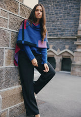 Empress Poncho in Dusty Blue/Lupin Multi | Merinomink