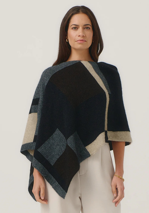 Empress Poncho in Jet/Slate Multi | Merinomink