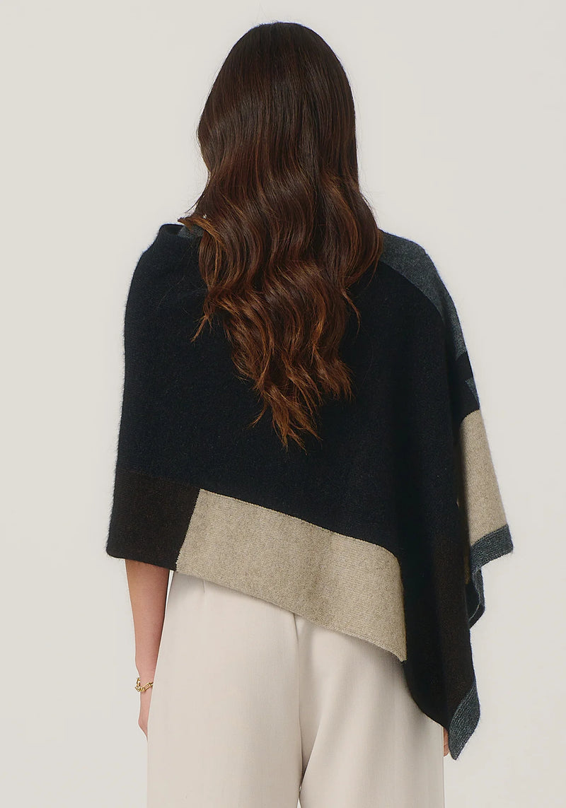 Empress Poncho in Jet/Slate Multi | Merinomink