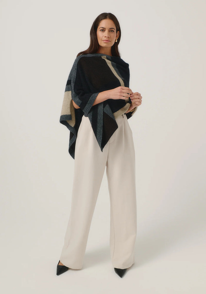 Empress Poncho in Jet/Slate Multi | Merinomink