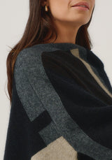 Empress Poncho in Jet/Slate Multi | Merinomink