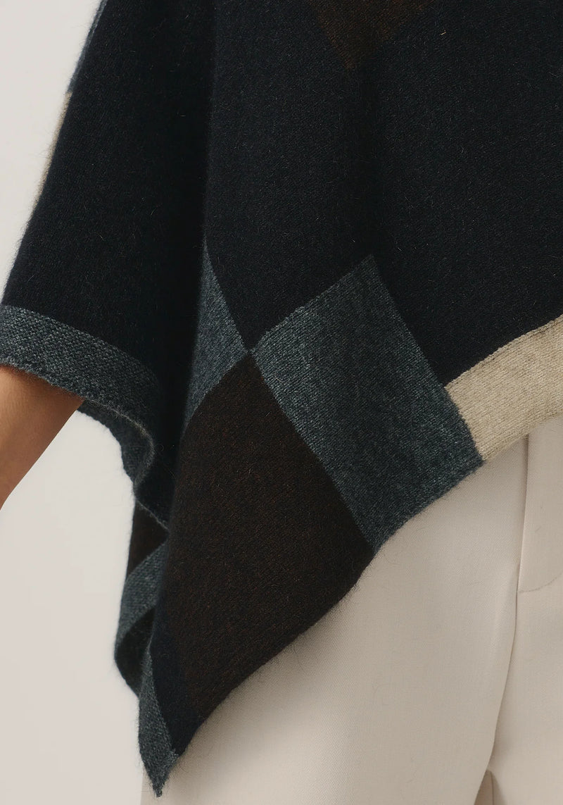 Empress Poncho in Jet/Slate Multi | Merinomink