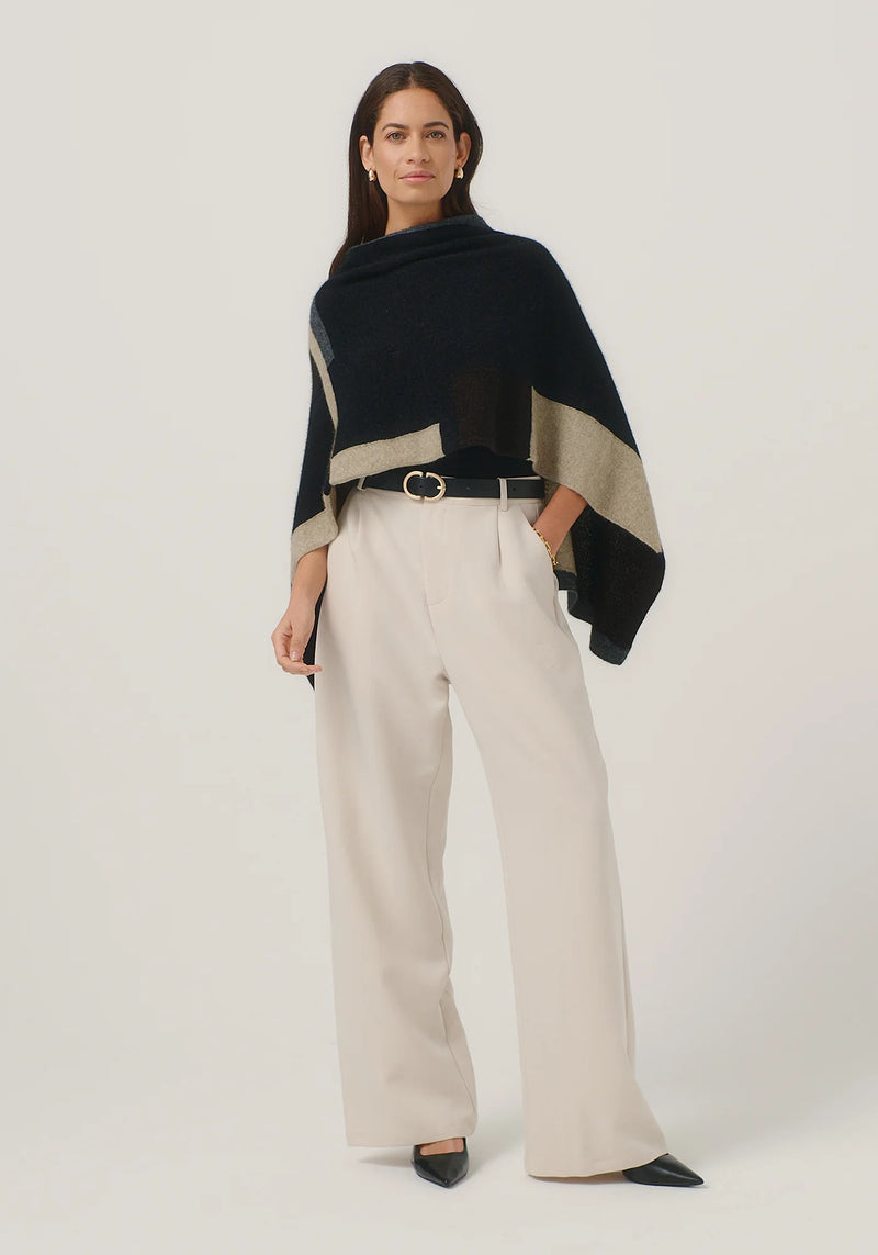 Empress Poncho in Jet/Slate Multi | Merinomink