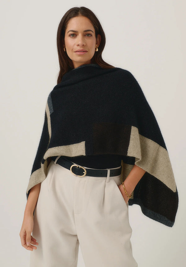 Empress Poncho in Jet/Slate Multi | Merinomink