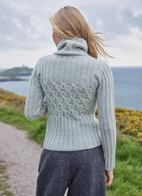Cable Polo Neck Cream Cloud Jumper | Fisherman Out of Ireland at Sarah Thomson Melrose | Back of jumper
