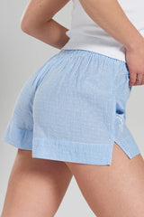 Lomandra Ethical-Cotton Pyjama Shorts in Mountain Blue | Peachaus