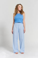 Chicory Ethical-Cotton Pyjama Trousers in Mountain Blue | Peachaus