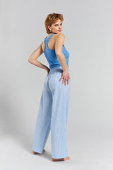 Teasel Ribbed Cotton Vest in Mountain Blue | Peachaus