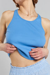 Teasel Ribbed Cotton Vest in Mountain Blue | Peachaus