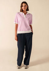 Carola R Polo Tee in Nacre Stripe | Saint James