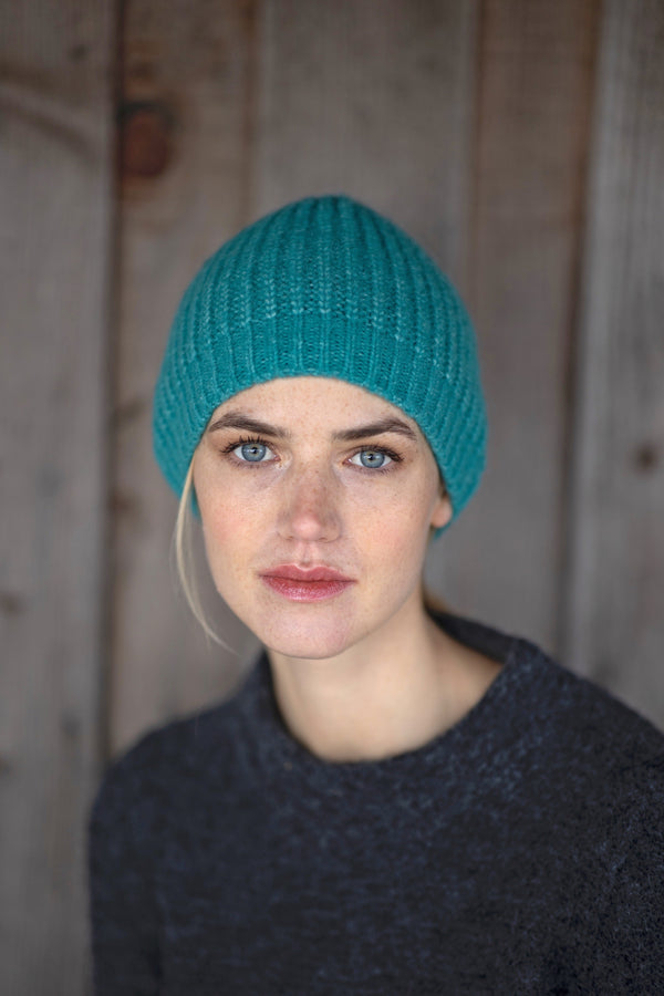Emerald Ribbed Beanie | Fisherman Out of Ireland at Sarah Thomson