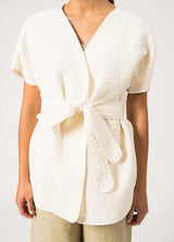 Luna Cream Quilted Kimono Style Short Sleeve Jacket | Saint James