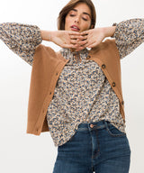 Eve Knitted Camel Waistcoat | Brax at Sarah Thomson Melrose | Styled with jeans and vivi shirt