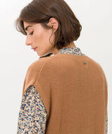 Eve Knitted Camel Waistcoat | Brax at Sarah Thomson Melrose | Close up of back 