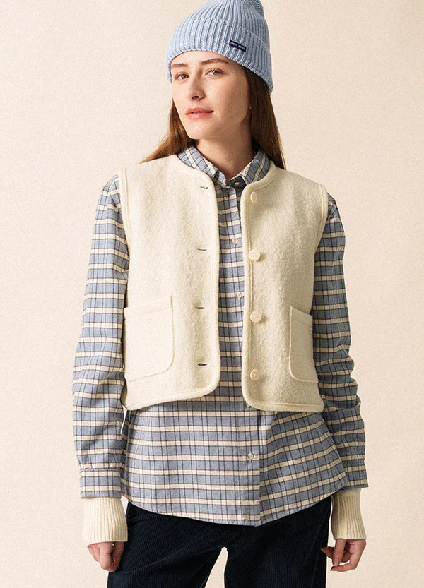 Jura Boiled Wool Winter White Waistcoat | Saint James