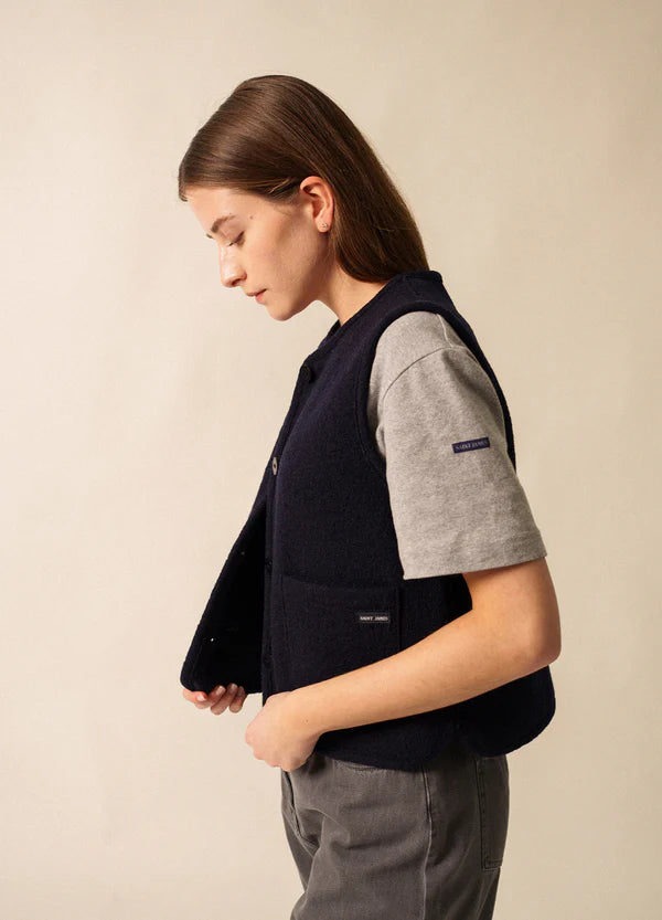 Jura Boiled Wool Navy Waistcoat | Saint James