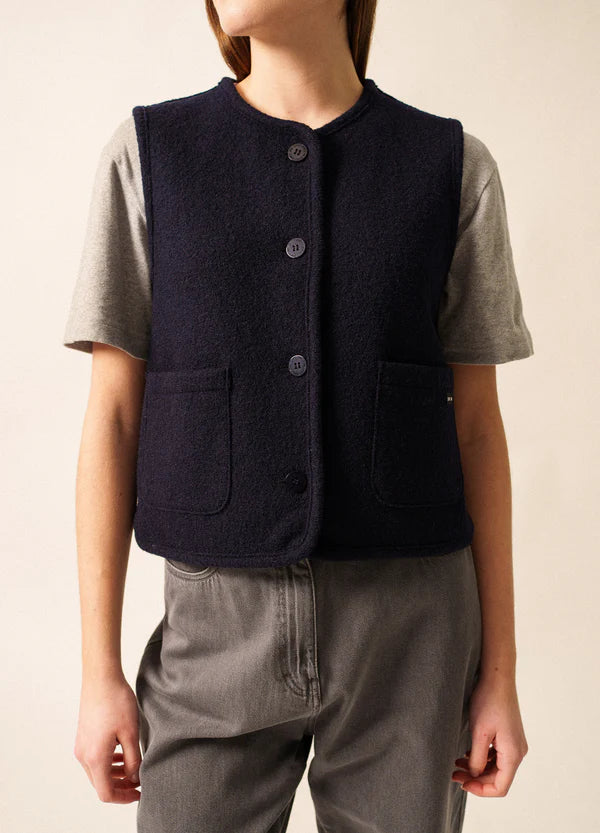 Jura Boiled Wool Navy Waistcoat | Saint James