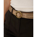 Soraya Taupe Studded Leather Belt | Amsterdam Heritage