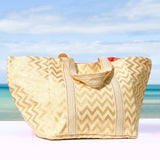 GOLD ZIG ZAG LARGE TOTE BAG