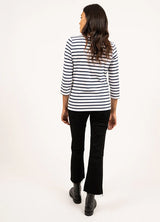 Galathee II Striped 3/4 Top in Neige/Marine | Saint James