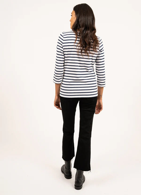 Galathee II Striped 3/4 Top in Neige/Marine | Saint James