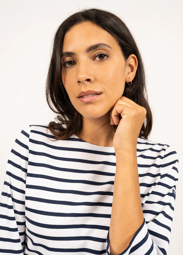 Galathee II Striped 3/4 Top in Neige/Marine | Saint James