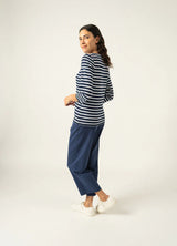 Galathee II Striped 3/4 Top in Marine/Neige | Saint James