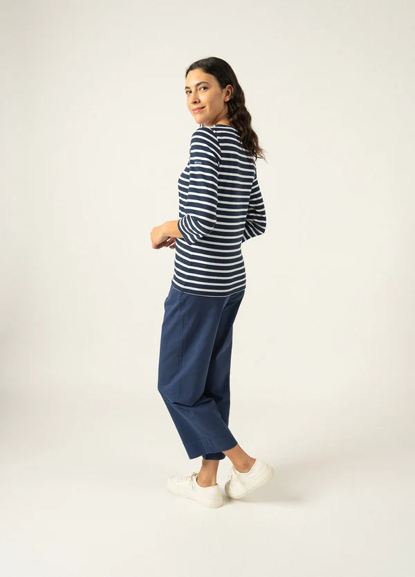 Galathee II Striped 3/4 Top in Marine/Neige | Saint James