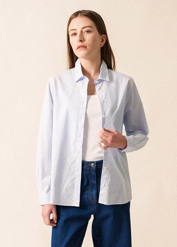 Lena White and Sky Striped Shirt | Saint James