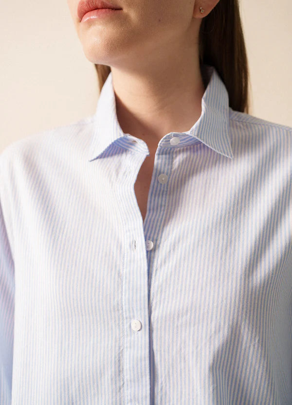 Lena White and Sky Striped Shirt | Saint James