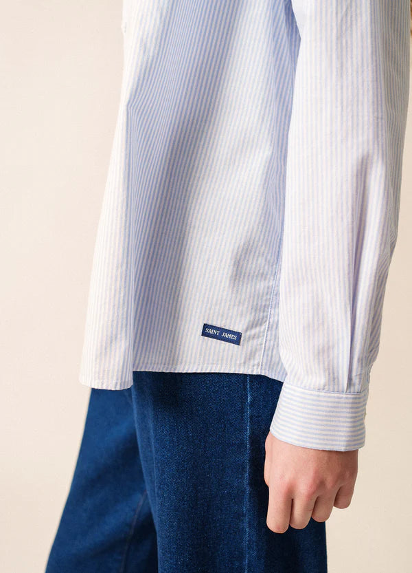 Lena White and Sky Striped Shirt | Saint James
