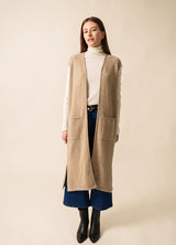 Geneve Long Beige Wool Waistcoat | Saint James