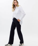 Vicki White Shirt | Brax at Sarah Thomson Melrose | On model styled with black jeans
