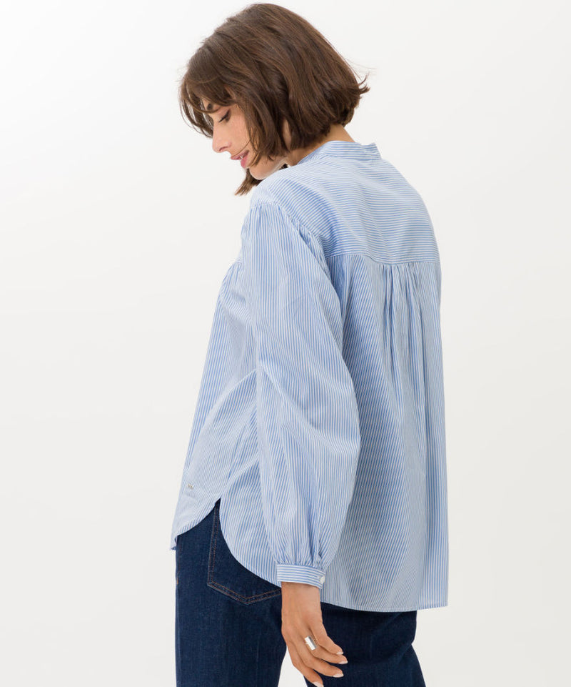 Viv Striped Cotton Shirt | Brax at Sarah Thomson | Back of shirt on model