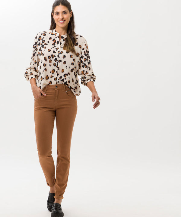 Viv Neutral Leopard Print Shirt | Brax at Sarah Thomson | On model 