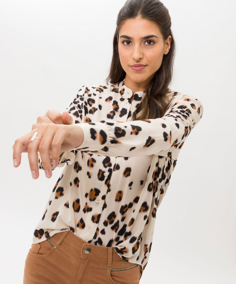 Viv Neutral Leopard Print Shirt | Brax at Sarah Thomson