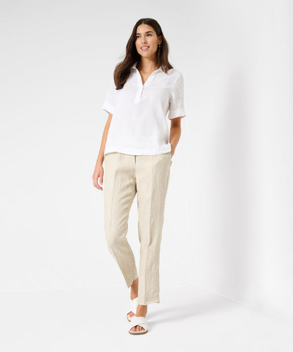 Vio White Short Sleeve Linen Shirt | Brax