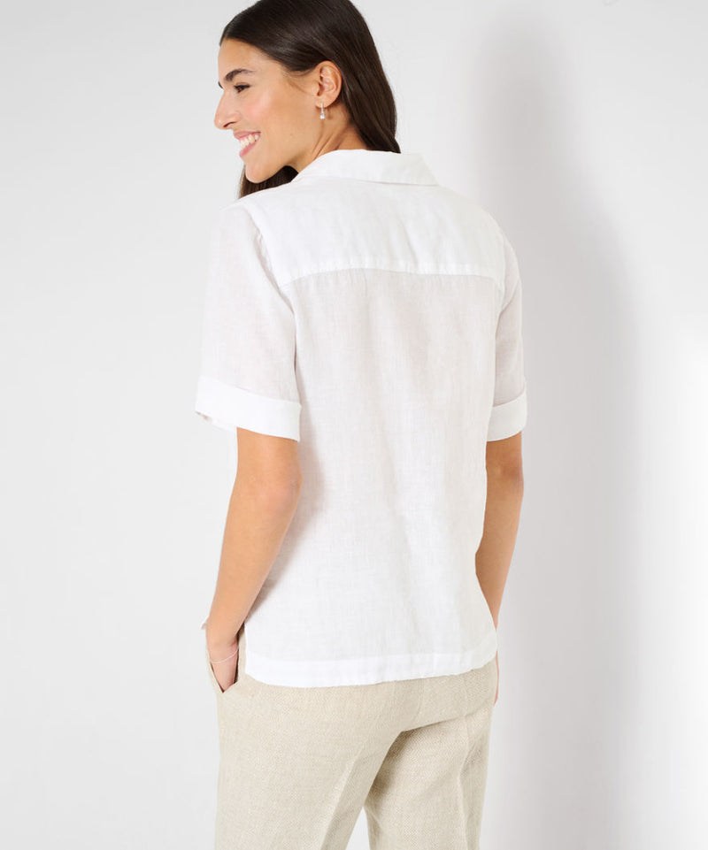 Vio White Short Sleeve Linen Shirt | Brax