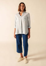 Charlene Blue Striped Linen Shirt | Saint James