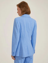 Agra Pinstripe Blue Linen Jacket | EMME