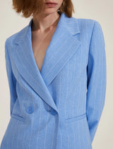 Agra Pinstripe Blue Linen Jacket | EMME