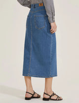 Liquore Blue Jeans Denim Midi Skirt | EMME