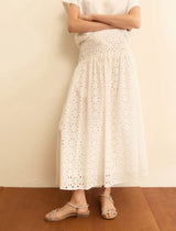 Ballo White Broderie Anglaise Skirt | EMME