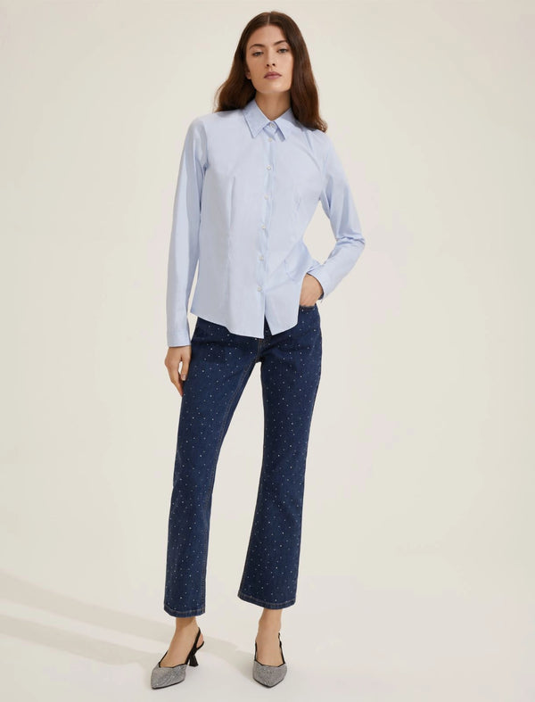 Racer Stretch Poplin Shirt in Light Blue | EMME