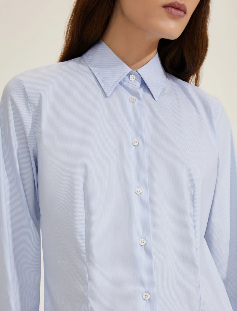 Racer Stretch Poplin Shirt in Light Blue | EMME