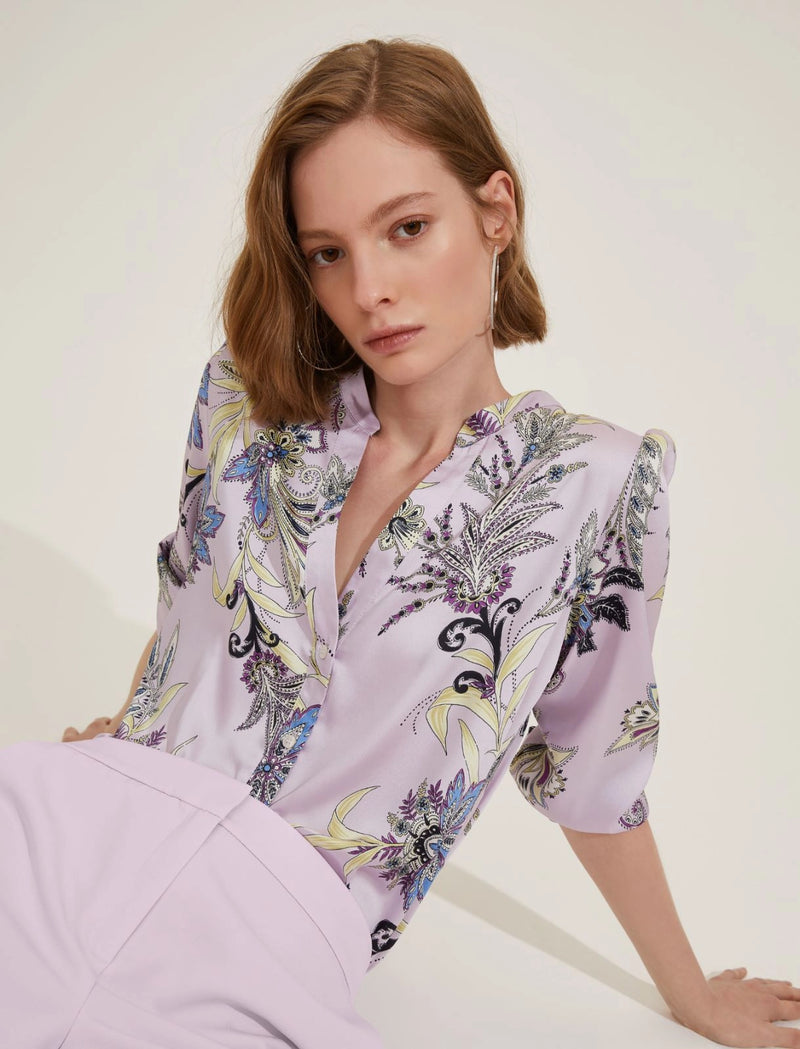 Geova Lilac Macro Printed Shirt | EMME