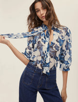 Segovia Printed Pussy Bow Blouse | EMME