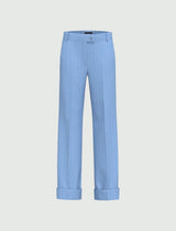 Agra Pinstripe Blue Linen Trousers | EMME