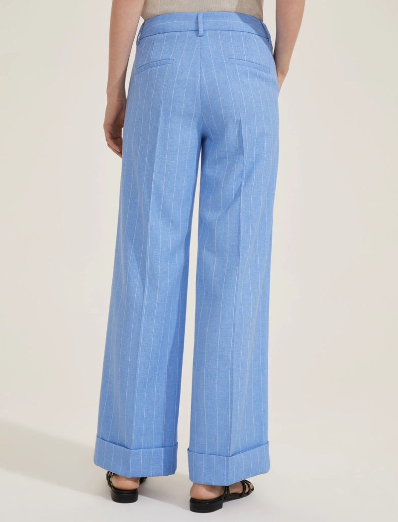 Agra Pinstripe Blue Linen Trousers | EMME